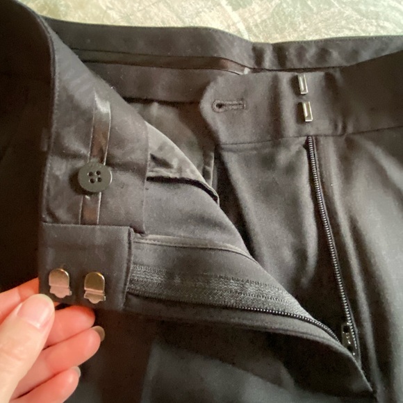 Theory Black Wool-Blend Wide Leg Crop Pants - Picture 4 of 9